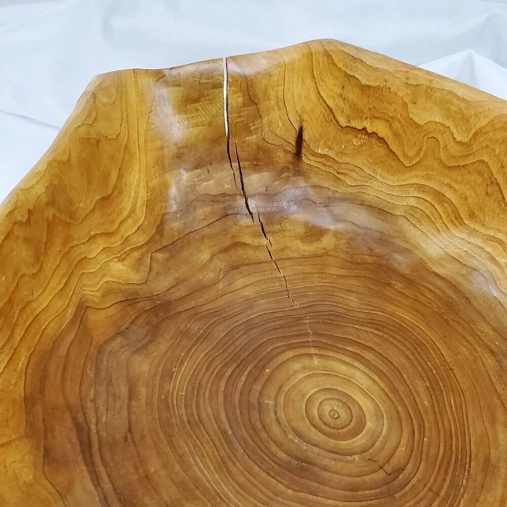 VTG Real Wood Tree Stump Root Bowl Large Handcrafted Wooden Decorative Bowl